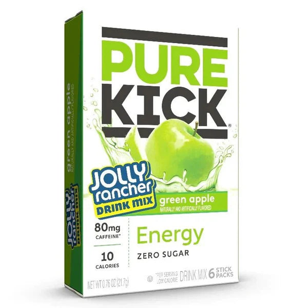Pure Kick Singles To Go Drink Mix Sachets Jolly Rancher Green Apple (12 x 6ct)