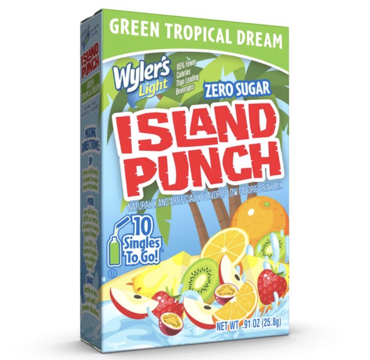 Wylers Light Singles To Go Drink Mix Sachets Green Tropical Dream (12 x 10ct)