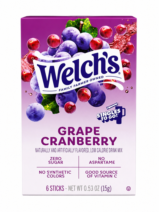Welch’s Singles To Go Drink Mix Sachets Grape Cranberry (12 x 6ct)