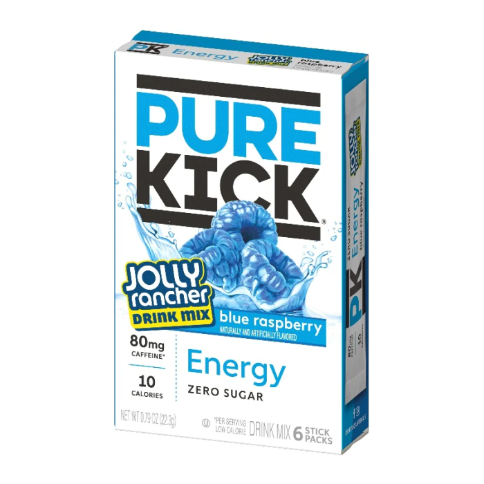 Pure Kick Singles To Go Drink Mix Sachets Jolly Rancher Blue Raspberry (12 x 6ct)