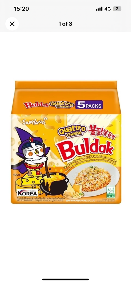 Samyang Quattro Cheese Spicy Ramen Noodles (Pack of 40)