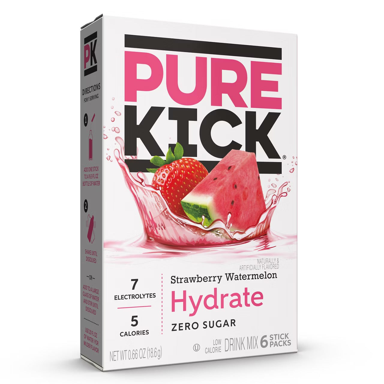 Pure Kick Singles To Go Drink Mix Sachets Strawberry Watermelon Hydrate (12 x 6ct)