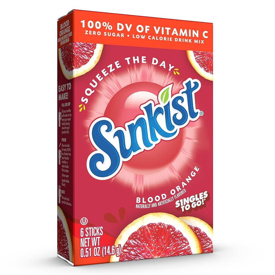Sunkist Singles To Go Drink Mix Sachets Blood Orange (12 x 6ct) – The ...