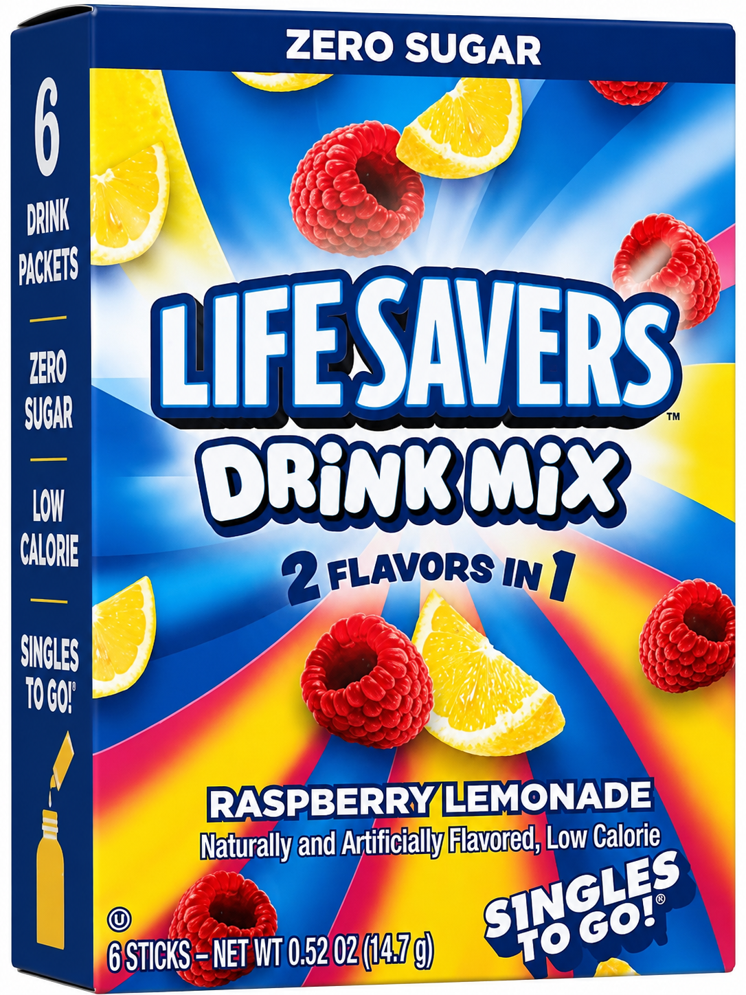 Lifesavers 2 in 1 Singles To Go Drink Mix Sachets Raspberry Lemonade (12 x 6ct)