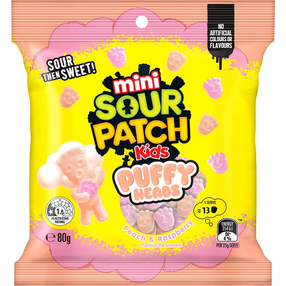 Sour Patch Kids Mini Puffy Heads (20 x 80g) (Australia)