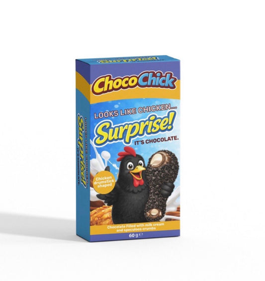 Choco Chick Oreo Tabby Chocolate Chicken Drumstick (Viral Trend) (12 x 60g) - Oreo Crumbs
