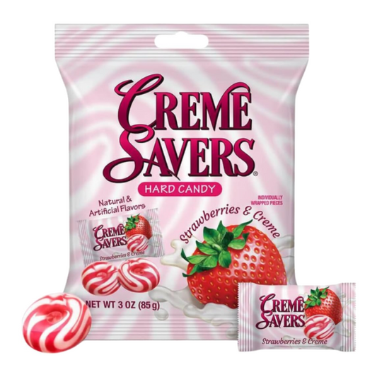 Creme Savers Hard Candy Strawberries & Cream 3oz (85g) - 12CT